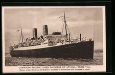 Postcard Passenger Ship Duchess of Atholl, Canadian Pacific Line 