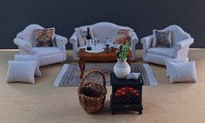 1/12 Scale Miniature Dolls House Furniture Sofa & Chairs Set Table/ Accessories