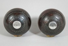 ANTIQUE WOODEN LAWN BOWLS -