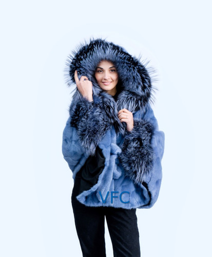 Baby blue mink fur cape - mink,