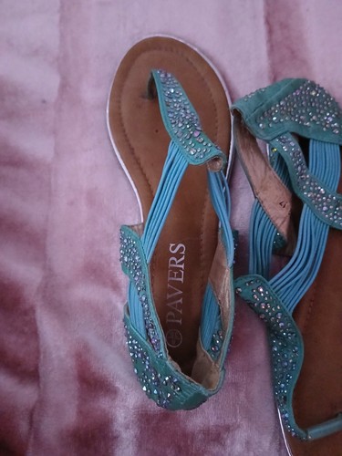 Turquoise sparkly sandles size - turquoise,