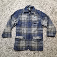Swanndri Jacket Mens Small Wool Full Zip Grey Blue Check