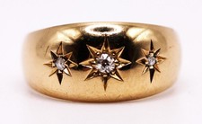 Antique 18ct Gold & Diamond Gypsy Ring, CHESTER 1914, 4.36g, Size M½