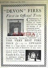 DEVON Solid Fuel Fireplace & Grates ADVERT Small Vintage WW1 Print Ad 683/02