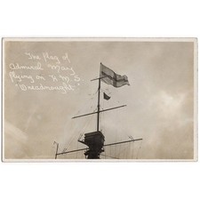 HMS DREADNOUGHT The Flag of Admiral May Flying RP Postcard Postally Used 1911
