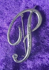 Crystal Rhinestone Brooch Pin Alphabet Initial Letter P Fashion