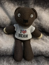 TY Brown Knitted Teddy Bear In I Love Mr. Bean T-Shirt Soft Toy Animal Figure