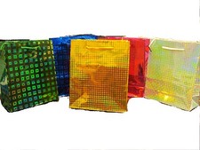 Pack Of 3 Foil holographic Gift Bags Birthday  Bags Christmas Xmas Party Bags