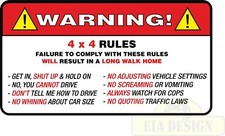 OFF ROAD FUNNY 4x4  WARNING STICKERS - WARNING 4 x 4 RULES