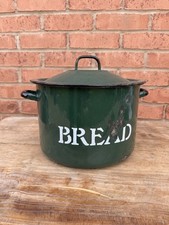 Green Enamel Bread bin Large Vintage Kitchenaila Film Prop