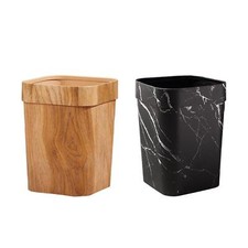 Vintage Wood Grain Trash Can