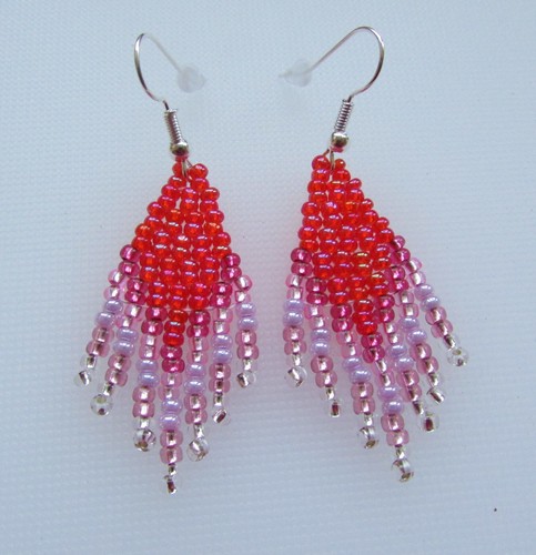 Seed bead fringe earrings - bead,