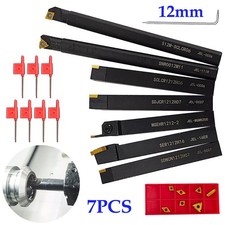 7 Set Lathe Turning Tool Set Holder Boring Bar with Carbide Inserts Cutting Tool
