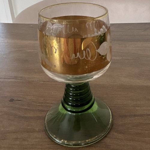Green stem clear wine - green, goblet