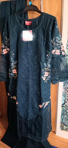 Teal chikankari embroidered - teal,