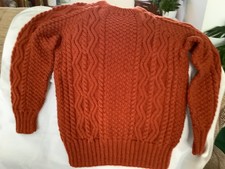 Aran style crew neck hand