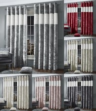 Crushed Velvet Diamante Plush Glam Sparkle Curtain Pair Eyelet Ringtop Silver