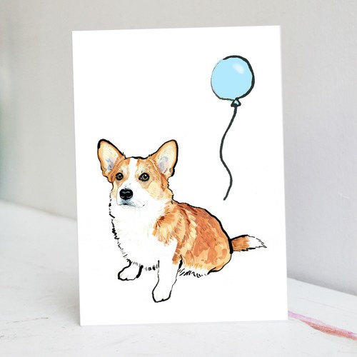 Corgi birthday card - corgi,