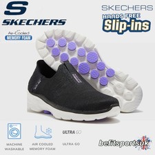 SKECHERS WOMENS SLIP INS BLACK SHOES  LADIES MEMORY FOAM GO-WALK TRAINER SLIP IN