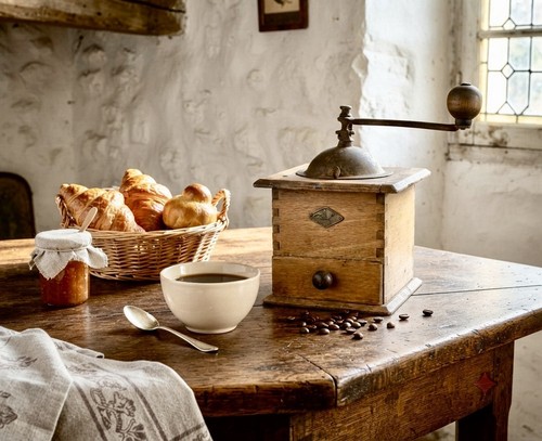 Antique wooden coffee grinder - antique,