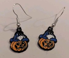 Disney's Eeyore From Winnie The Pooh Pumpkin Halloween Enamel Earrings