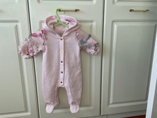 Ted baker Pram Suit 0-3 Months Pink with Popper Closure.