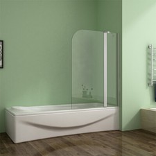 Aica 180?Pivot Shower Bath Screen 1000X1400mm Toughen Glass Support Bar