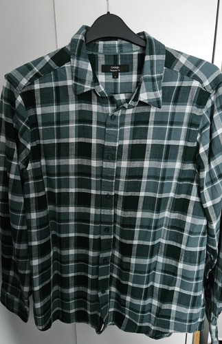 Mens green checkered button - mens,
