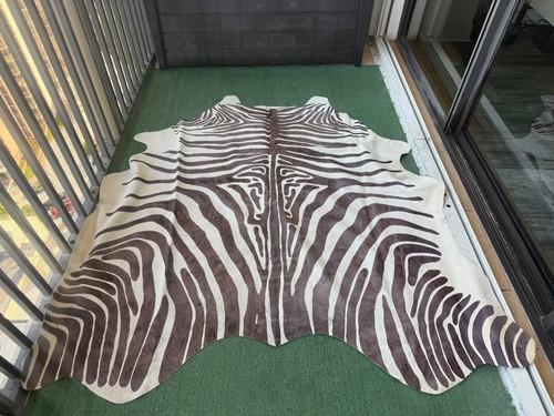 Cowhide rug zebra print - rug,