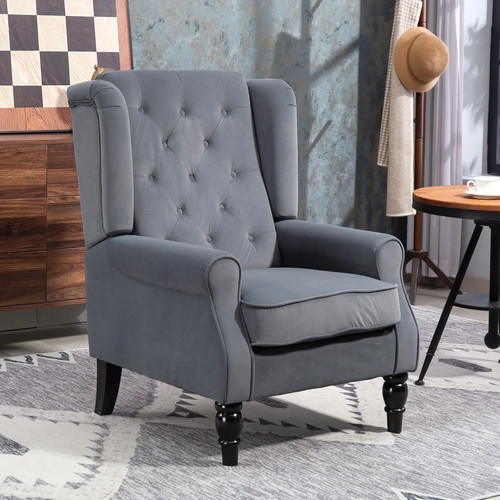 Vintage grey wingback armchair - grey,
