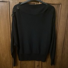 Florence & Fred Black Jumper, Button Detail And Batwing Style Sleeves,Size 10