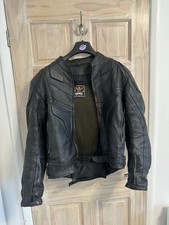 Men’s Black Leather Armoured Padded Motorcycle Jacket Size M