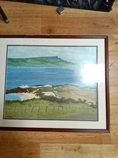 Irish Oil On Board Painting Landscape BENEVENAGH FROM INISHOWEN HEAD CO DONEGAL