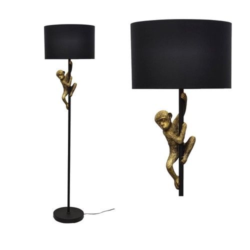 Gold black monkey floor lamp - black,