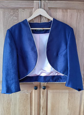 Jacques Vert Occasion Jacket Cropped Open Bolero Style  In Purple Size 22