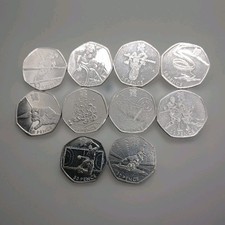 OLYMPIC JOBLOT 10 X 50p Coins Inc Wrestling Fifty Pence, Circulated (c81)