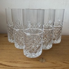 Beautiful Set Of 6x Good Quality Cut Crystal Highball Tumbler Glasses