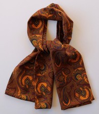 Soft Silk Cravat Paisley 44" x 9.5" Gorgeous colours. Hand made.