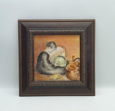 Vintage Hand-Painted Porcelain "Polishing" by P. Kensley Framed