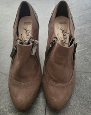 Ladies Marks and Spencers Shoes with Zip Detail Brown/Grey Size 3 8.5cm Heel
