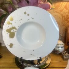 Dudson Fine China White Gold Splatter Design 30cm Large Rimmed Pasta Bowl G14