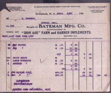 1907 BATEMAN MFG CO  IRON AGE FARM GARDEN IMPLEMENTS GRENLOCH NJ  