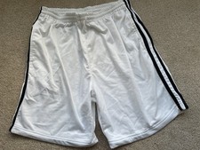 Mens Vintage Outfit Basics Nylon Sports Shorts Size M White Stripe Drawstring