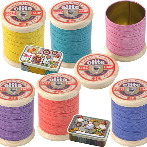 Sewing thread reel - thread, tin