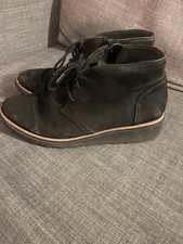 Clarks Black Swede Boots Size