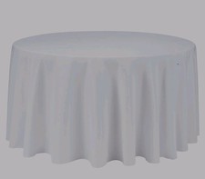White 90" Round Polyester Table Cover Cloth Wedding Tablecloth