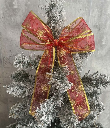 Red gold christmas bow tree - red,