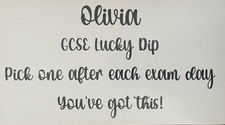 Personalised GCSE Good Luck Exam Lucky Dip Vinyl Decal Sticker, For Gift Bag Box
