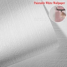 Lace Bark Texture Embossed Wallpaper Paintable White Plain Wall Covers Roll 9.5M