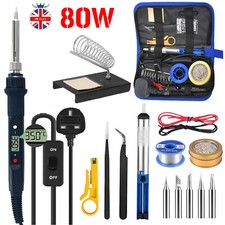 80W Soldering Iron Kit Electronics Welding Irons Solder Tools Adjustable Temp UK